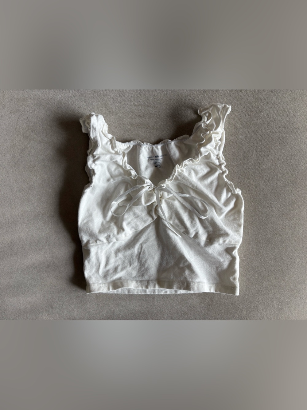 Brandy Melville White Ruffle Tie-Front Top